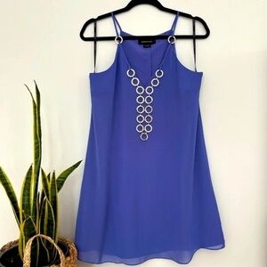 Marciano size small Periwinkle/Lavender mini dress, silver chain link hardware